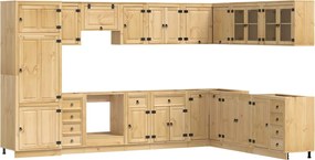 vidaXL Ντουλαπιού με συρτάρι SKI 14 pcs Μέλι Καφέ Στερεά ξυλεία πεύκου