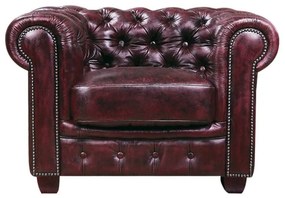 CHESTERFIELD Birmingham Πολυθρόνα Σαλονιού Καθιστικού, Δέρμα Antique Red