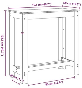 Τραπέζι Μπαρ Γκρι Sonoma 102x50x103,5εκ. Επεξεργ. Ξύλο - Γκρι