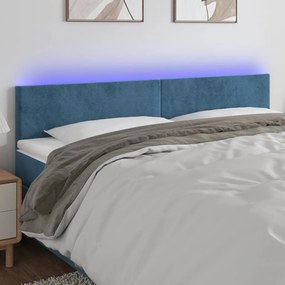Κεφαλάρι Κρεβατιού LED Σκούρο Μπλε 160x5x78/88 εκ. Βελούδινο 3121390