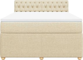 vidaXL Κρεβάτι Boxspring με Στρώμα Κρεμ 140x200 εκ. Υφασμάτινο