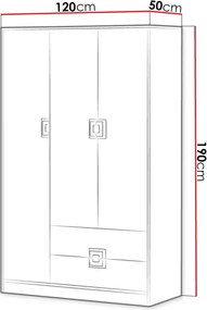 Ντουλάπα Nico τρίφυλλη - 120.00Χ50.00Χ190.00cm