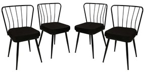 Καρέκλα Yildiz (Σετ 4Τμχ) 974NMB1221 43x42x82cm Black Βελούδο, Μέταλλο
