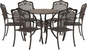 vidaXL Σέτ φαγητού για κήπο 7 pcs Μπρονζέ Αλουμίνιο