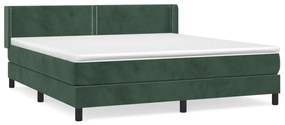 vidaXL Κρεβάτι Boxspring με Στρώμα Σκούρο Πράσινο 160x200εκ. Βελούδινο