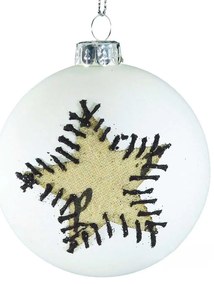 Χριστουγεννιάτικη Μπάλα Γυάλινη Άσπρη 8cm 52878c