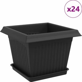 vidaXL Γλάστρες φυτών 24 τμχ. Μαύρο Πλαστικό