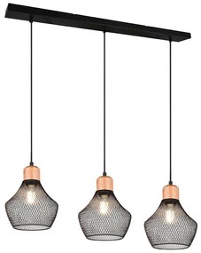 Φωτιστικό Οροφής - Ράγα Valeria R31283032 80x18x150cm 3xE27 40W Black-Natural RL Lighting