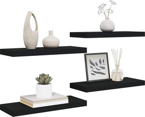 vidaXL Ράφια Τοίχου 4 τεμ. Μαύρα 60x23,5x3,8 εκ. MDF