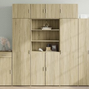 Ραφιέρα με Ντουλάπια Sonoma Δρυς 80x42,5x225 εκ. Επεξ. Ξύλο - Καφέ