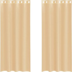 vidaXL Voile κουρτίνες με ροδέλες 2 τεμάχια Χρώμα Άμμου