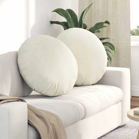 vidaXL Μαξιλάρια καθισμάτων 2 pcs Κρεμ Ø60 x 21 εκ Βελούδο