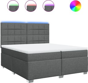vidaXL Κρεβάτι Boxspring με Στρώμα Σκούρο Γκρι 200x200 εκ. Υφασμάτινο
