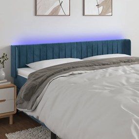 Κεφαλάρι Κρεβατιού LED Σκούρο Μπλε 163x16x78/88 εκ. Βελούδινο - Μπλε