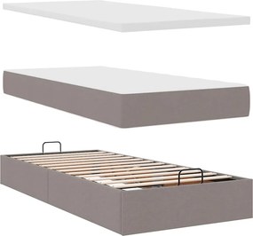 vidaXL Οθωμανικό κρεβάτι με στρώμα Taupe 90x190cm ύφασμα