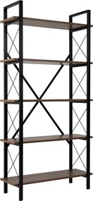 Βιβλιοθήκη Elysian Megapap χρώμα καρυδί - μαύρο 90x33,5x180εκ.