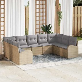 vidaXL Σετ Καναπέ με μαξιλάρι 9 pcs Μπεζ Πολυ Ρατάν