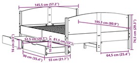 Σκελετός Κρεβατιού Χωρίς Στρώμα Καφέ 140x190 Μασίφ Ξύλο Πεύκου - Καφέ