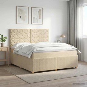 vidaXL Κρεβάτι box spring με στρώμα Κρεμ 160 x 200 cm Ύφασμα