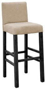 Bar stool Bari with ecru fabric - wooden legs black 42x46x110 εκ.