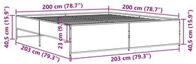 Πλαίσιο Κρεβατιού Μαύρο 200x200 εκ. Επεξεργ. Ξύλο/Μέταλλο - Μαύρο