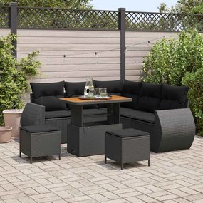 vidaXL Σετ Καναπέ Κήπου 8 pcs Μαύρο συνθετικό ρατάν