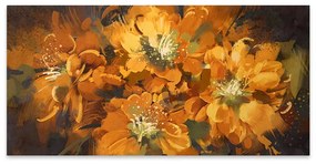 Πίνακας σε καμβά "Orange Flowers" Megapap ψηφιακής εκτύπωσης 120x60x3εκ. - 0206108