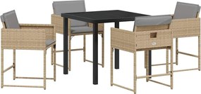 vidaXL Σέτ φαγητού για κήπο 5 pcs Μπεζ συνθετικό ρατάν
