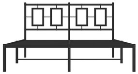 vidaXL Μεταλλικό Πλαίσιο Κρεβατιού με Κεφαλάρι Μαύρο 135 x 190 εκ.