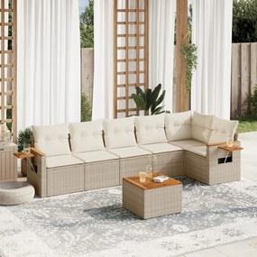 vidaXL Patio Sofa Set 6-θέσια Beige and Cream