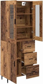 vidaXL Highboard με συρτάρι 2 pcs Παλιό Ξύλο Επεξεργασμένο ξύλο