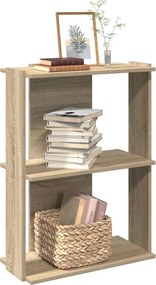 vidaXL Βιβλιοθήκη 3 Επιπέδων Sonoma Δρυς 60x30x80 εκ. Επεξεργ. Ξύλο