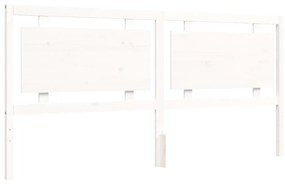Πλαίσιο Κρεβατιού με Κεφαλάρι Λευκό 200x200 εκ. Μασίφ Ξύλο - Λευκό