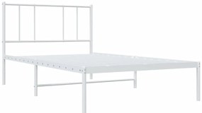 vidaXL Πλαίσιο Κρεβατιού με Κεφαλάρι Λευκό 90 x 200 εκ. Μεταλλικό