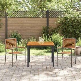 vidaXL Σέτ φαγητού για κήπο 3 pcs Γκρι 90 x 90 x 75 cm συνθετικό ρατάν