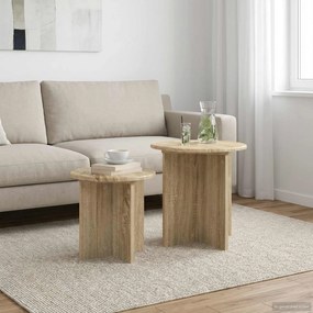 vidaXL Σετ βοηθητικά τραπεζάκια με αποθήκευση 2 pcs Sonoma Δρυς