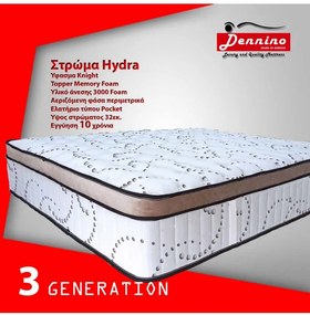 Dennino Strom Hydra 150x200cm Διπλό 32cm Στρώμα Ανατομικό με Pocket DS6811520