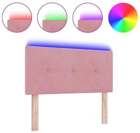 vidaXL Κεφαλάρι με φώτα λωρίδας LED με κεφαλάρι Ροζ 80 cm Βελούδο