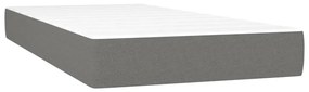 vidaXL Κρεβάτι Boxspring με Στρώμα &amp; LED Σκ.Γκρι 90x200 εκ. Υφασμάτινο