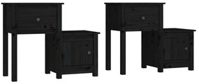 vidaXL Κομοδίνα 2 τεμ. Μαύρα 79,5x38x65,5 εκ. από Μασίφ Ξύλο Πεύκου