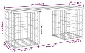 Παγκάκι Κήπου Συρματοκιβώτιο 103x31x42 εκ. Εμποτ. Ξύλο Πεύκου - Καφέ