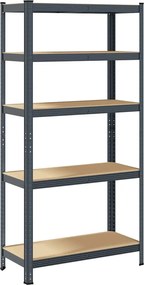 vidaXL Ραφιέρα Αποθήκευσης 5 Επιπέδων Ανθρακί από Ατσάλι &amp; Επεξ. Ξύλο