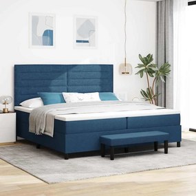 vidaXL Κρεβάτι με ελατήρια με στρώμα Μπλε 200 x 200 cm ύφασμα