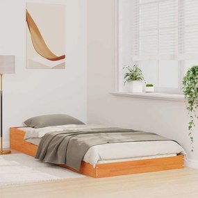 vidaXL Σκελετός Κρεβατιού Καφέ κεριού 100 x 220 cm Μασίφ ξύλο πεύκου