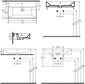 Bianco Ceramica Tetra 32070 70x42 - Νιπτήρας μπάνιου