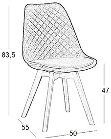 ΚΑΡΕΚΛΑ ΤΡΑΠΕΖΑΡΙΑΣ ΞΥΛΙΝΗ 4ΤΜΧ BIANCA S GREY ΥΦΑΣΜΑ 50X55X83.5ΕΚ.