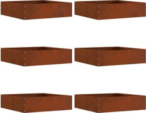 vidaXL Περίγραμμα γκαζόν 6 pcs Σκ rusty 50 x 50 x 13 εκ
