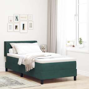 vidaXL κρεβάτι Box Spring με στρώμα Σκούρο Πράσινο 90x190 εκ. Βελούδο