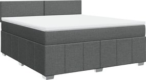 vidaXL Κρεβάτι Boxspring με Στρώμα Σκούρο Γκρι 180x200 εκ Υφασμάτιν