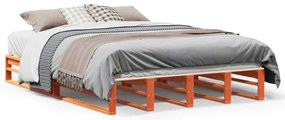 vidaXL Σκελετός Κρεβ. Χωρίς Στρώμα Καφέ Κεριού 135x190 εκ Μασίφ Πεύκο